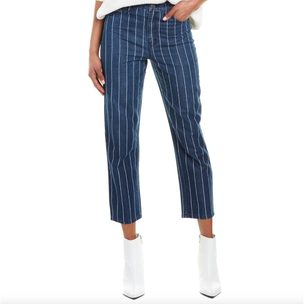 CURRENT/ELLIOTT The Vintage Cropped Slim Jean in Striped Indigo NWOT